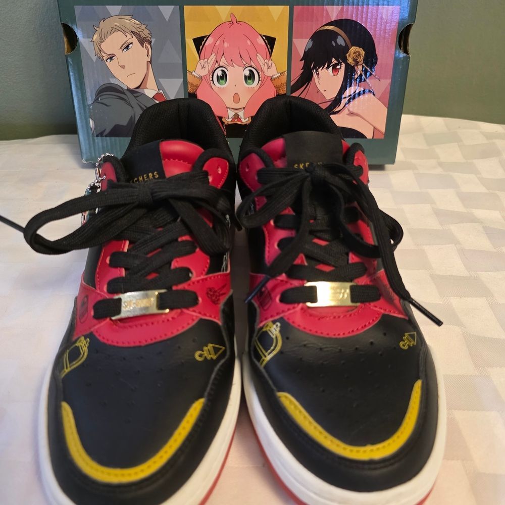 Skechers Spy x Family Black and Red Sneakers